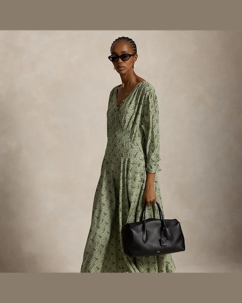 Ralph Lauren Paisley-Crêpekleid mit Smokdetails Green