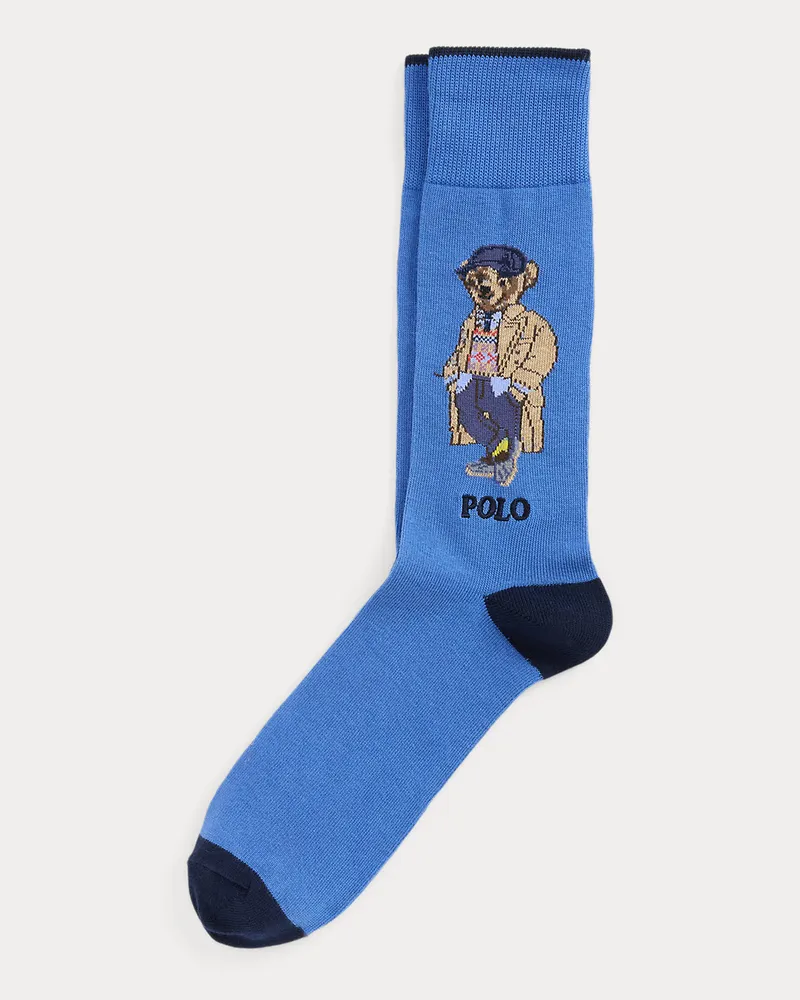 Ralph Lauren Anzugsocken mit Polo Bear Blue