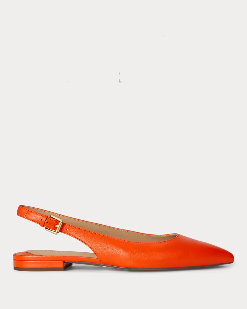 Ralph Lauren Nappaleder-Ballerina Londyn mit Riemchen Orange