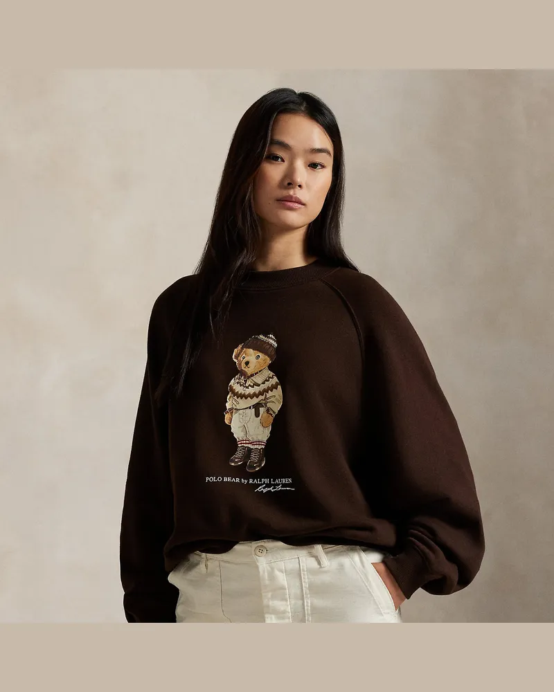 Ralph Lauren Fleece-Rundhals-Sweatshirt mit Polo Bear Brown