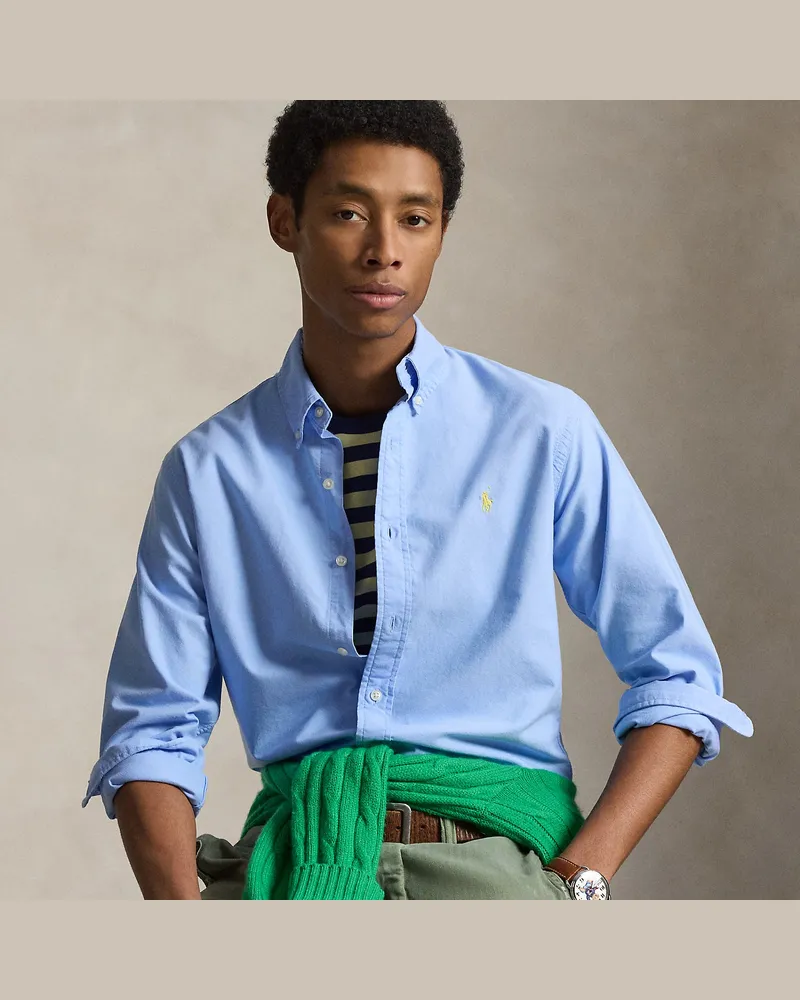 Ralph Lauren Gefärbtes Custom-Fit Oxfordhemd Blue