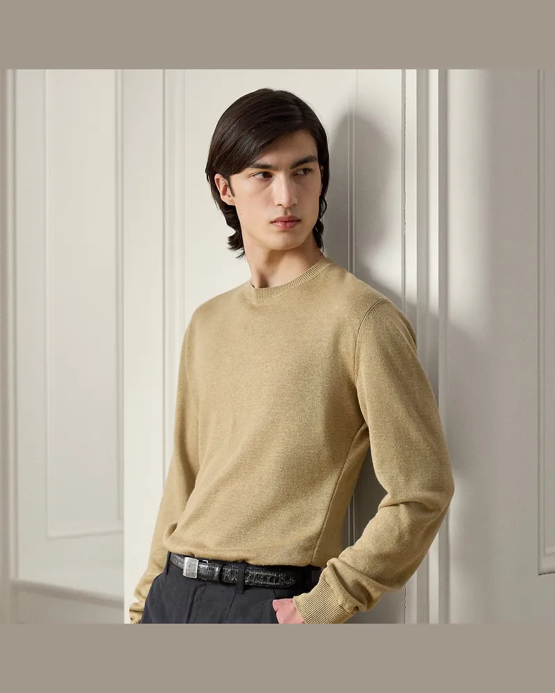Ralph Lauren Rundhalspullover mit Leinen Tan