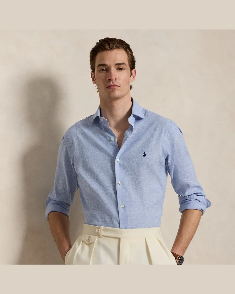 Ralph Lauren Custom-Fit Hemd mit Hahnentrittmuster Blue