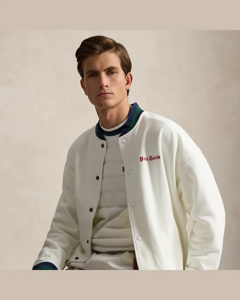 Ralph Lauren Relaxed-Fit Baseballjacke aus Fleece White