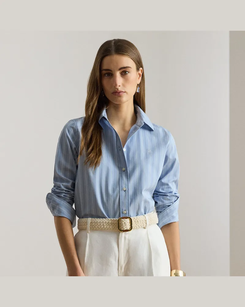 Ralph Lauren Gestreiftes Classic-Fit Baumwollhemd Blue