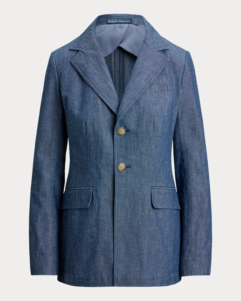 Ralph Lauren Einreihiger Blazer aus Chambray Blue