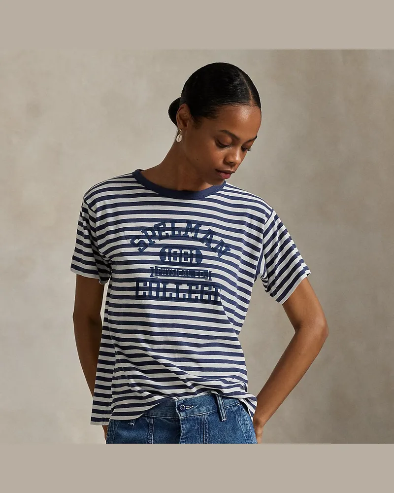 Ralph Lauren Das gestreifte T-Shirt Spelman College Blue