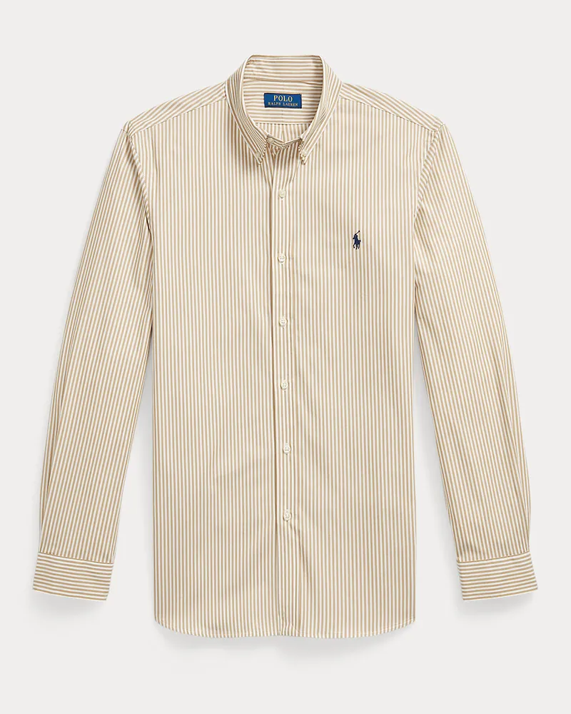 Ralph Lauren Gestreiftes Slim-Fit Hemd aus Popeline Tan