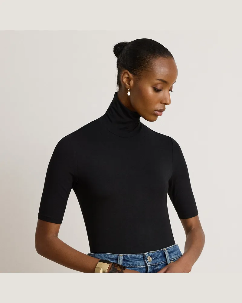 Ralph Lauren Rollkragenpullover aus Stretchjersey Black
