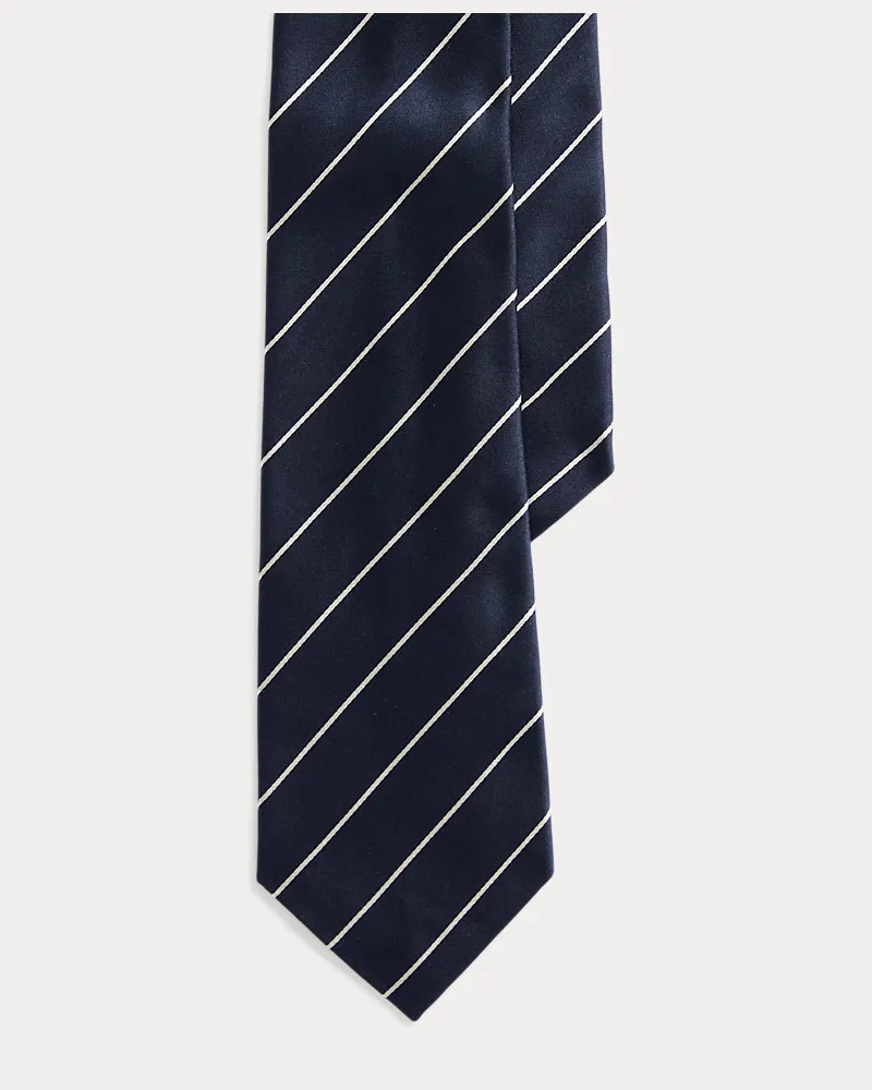 Ralph Lauren Gestreifte Krawatte aus Seidensatin Blue