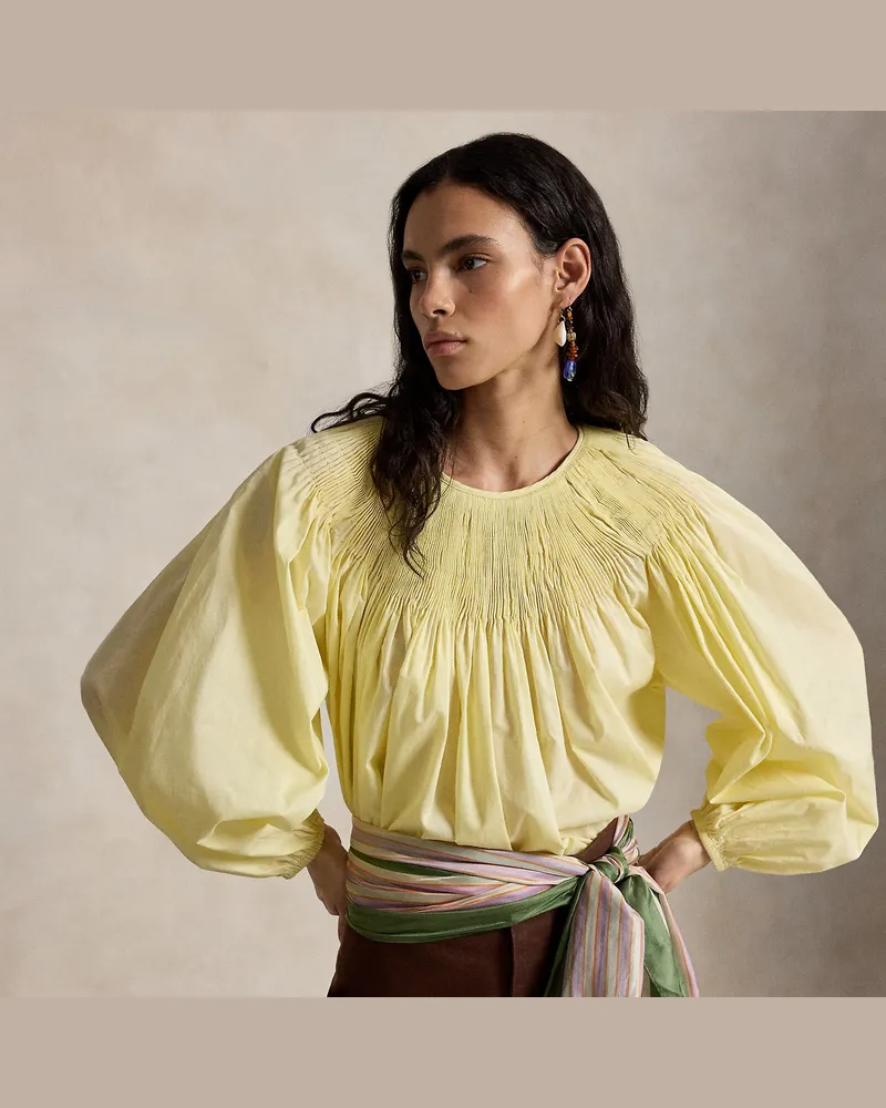 Ralph Lauren Baumwollbluse mit Biesen Yellow