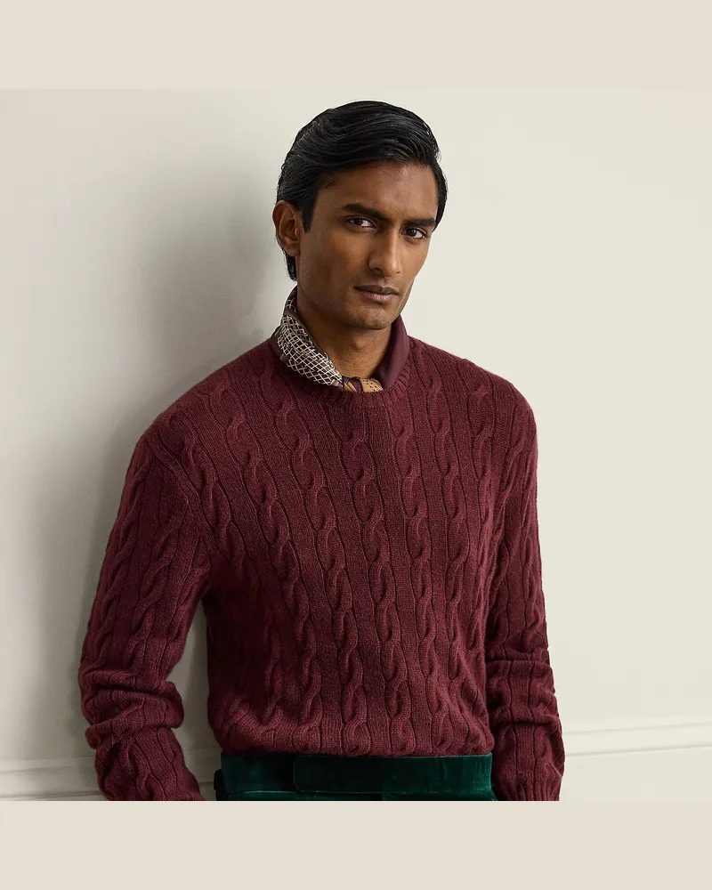 Ralph Lauren Kaschmirpullover mit Zopfmuster Brown