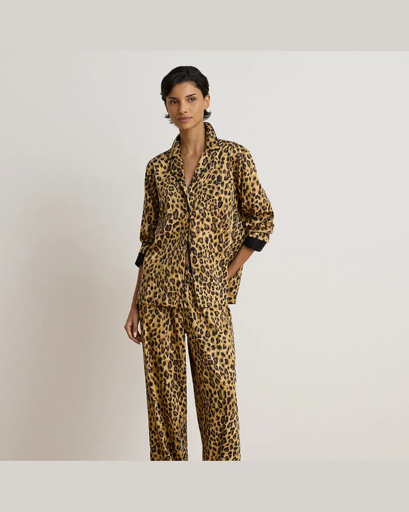 Ralph Lauren Atlas-Pyjama mit Leopardenmuster Brown