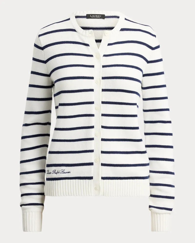 Ralph Lauren Gestreifte Baumwollstrickjacke White