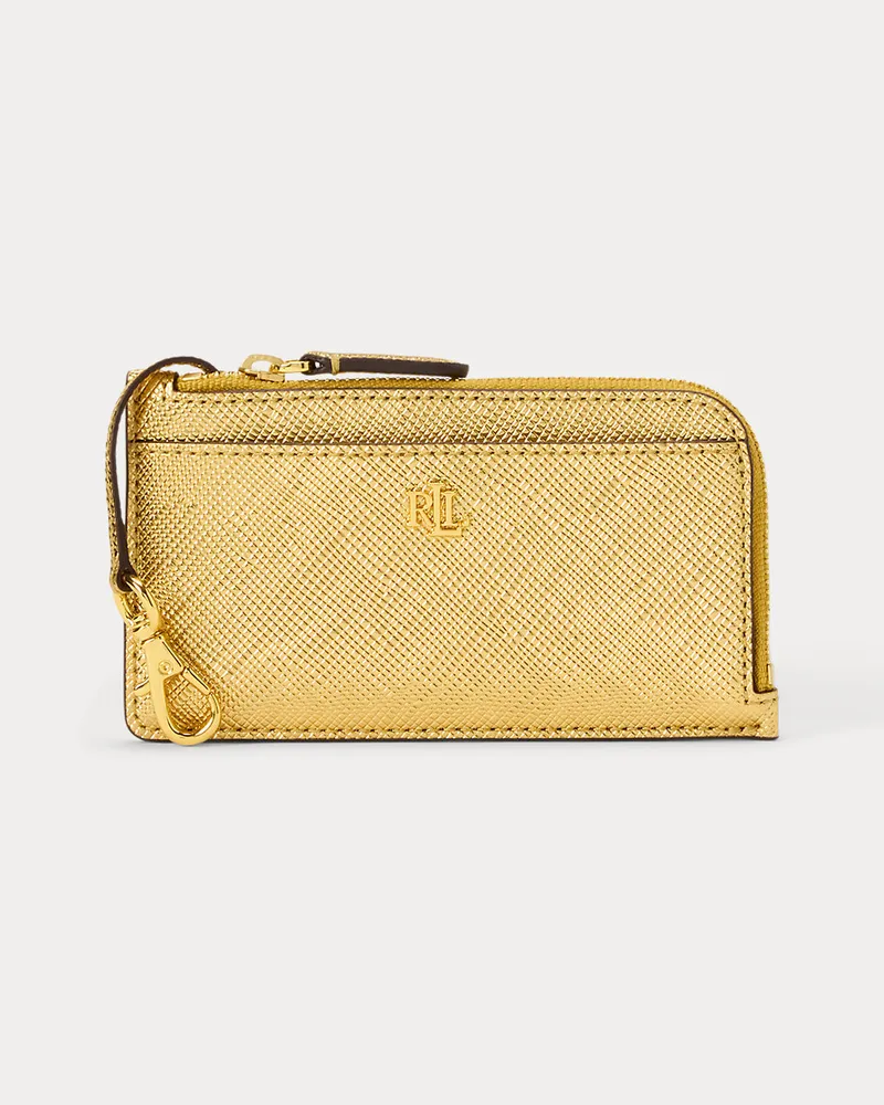 Ralph Lauren Leder-Kartenetui mit L-Reißverschluss Gold