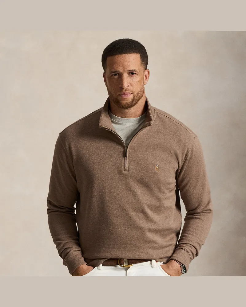 Ralph Lauren Große Größen - Rippenpullover mit Viertelreißverschluss Brown