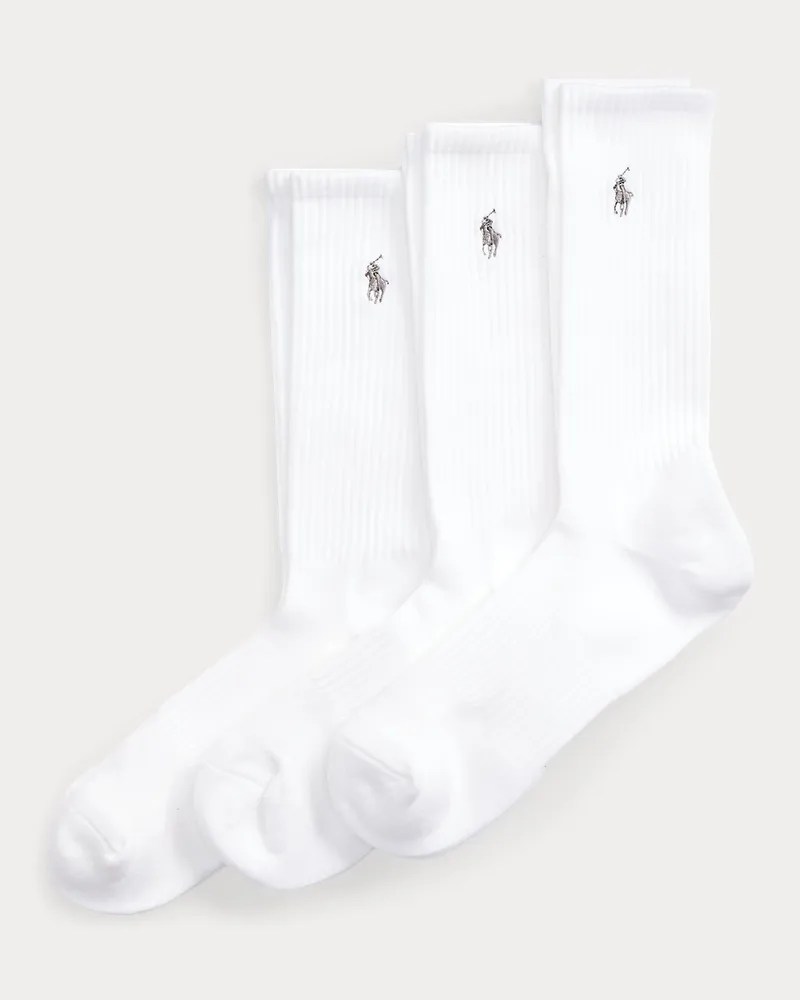 Ralph Lauren 3er-Pack sportliche Tech-Crew-Socken White