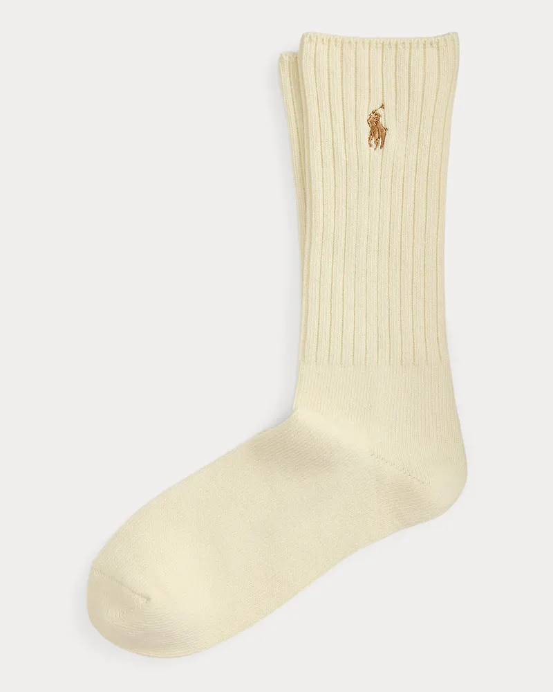 Ralph Lauren Crew-Socken mit charakteristischem Pony Cream
