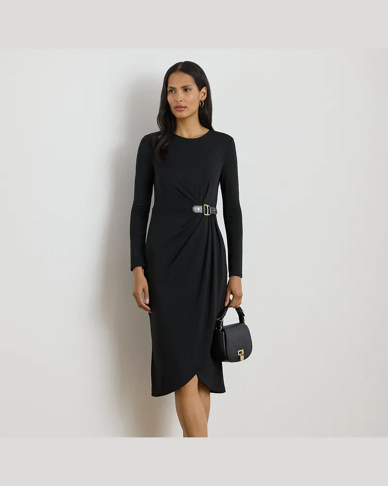 Ralph Lauren Stretchjerseykleid mit Schnalle Black