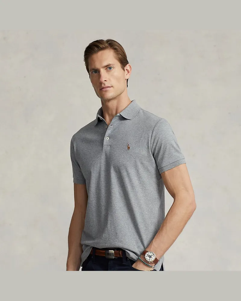 Ralph Lauren Custom-Slim-Fit Baumwoll-Poloshirt Grey