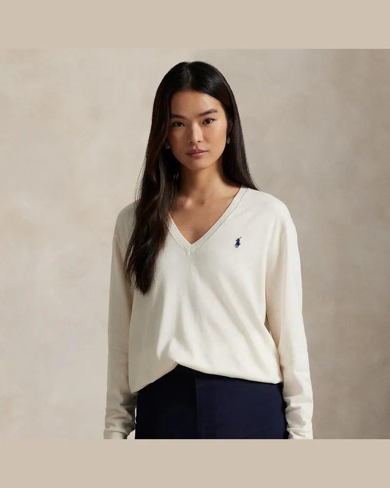 Ralph Lauren Pullover mit V-Ausschnitt Cream