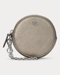 Ralph Lauren Kleine runde Pochette aus Schraffurleder Silver