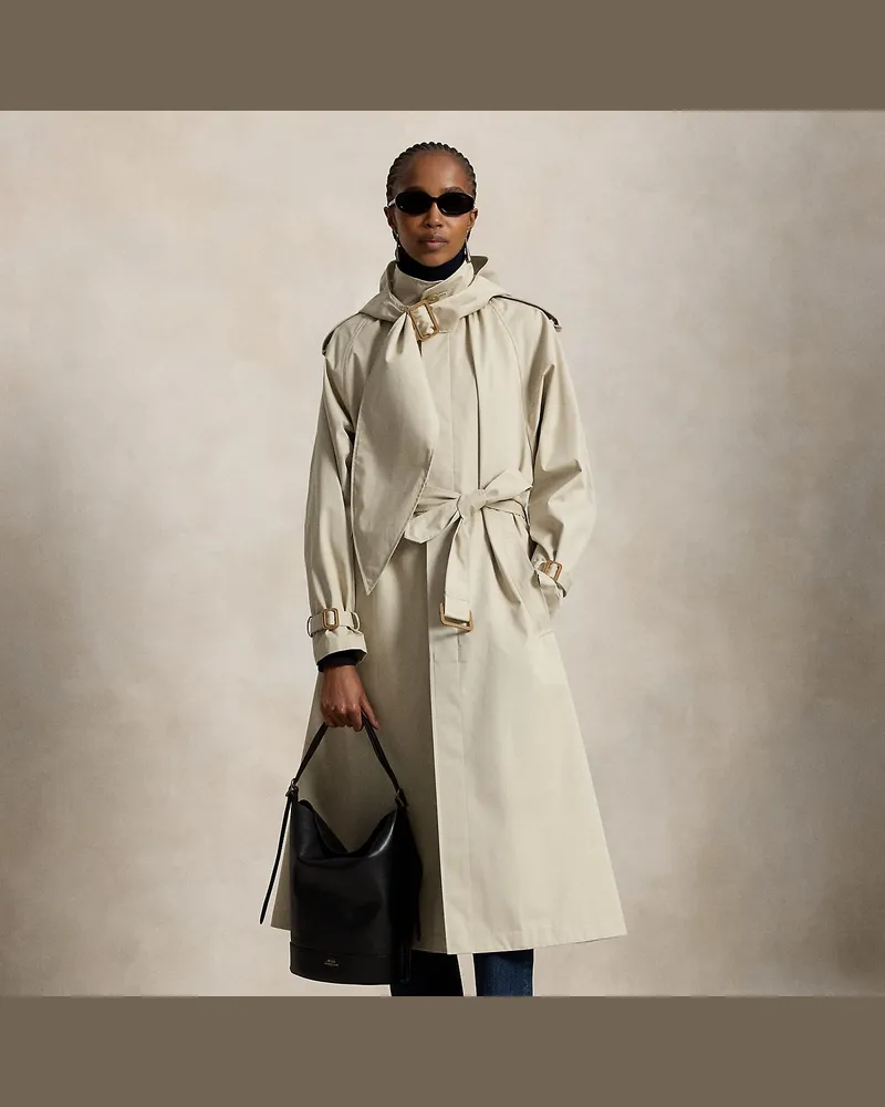 Ralph Lauren Trenchcoat mit Kapuze und Tuchdetail Tan