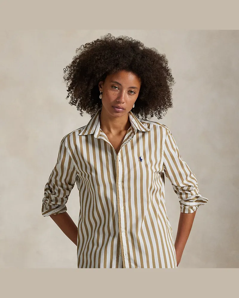 Ralph Lauren Classic-Fit Baumwollhemd mit Streifen Tan