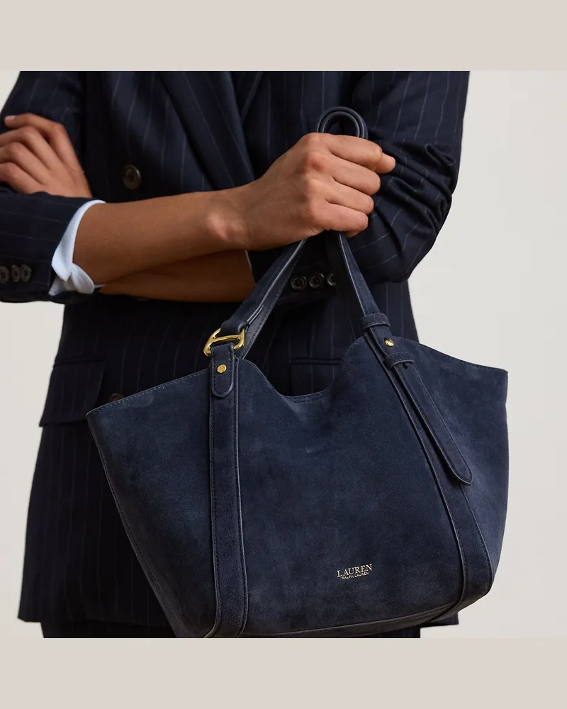 Ralph Lauren Kleine Schafwildleder-Tragetasche Tasha Blue