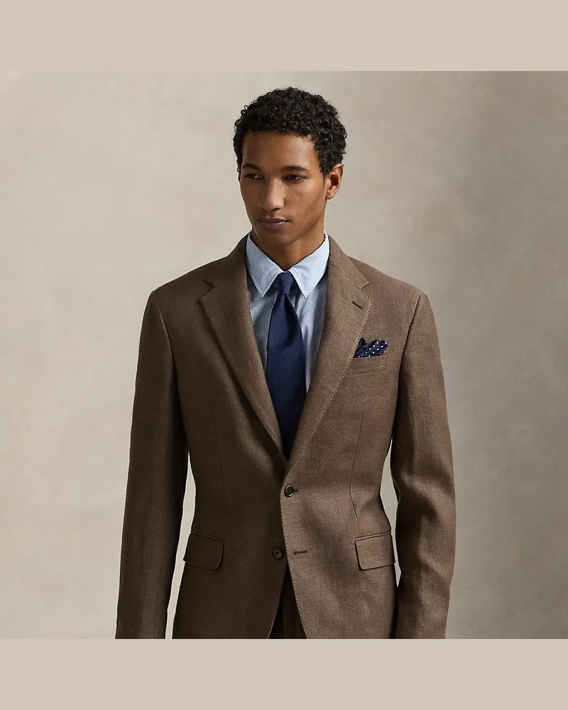 Ralph Lauren Tailored-Fit Polo-Anzugjacke aus Leinen Brown