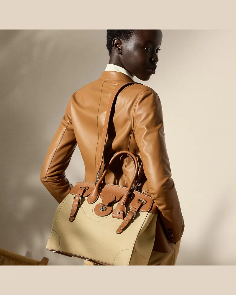 Ralph Lauren Segeltuchtasche Soft Ricky 33 mit Besatz Tan