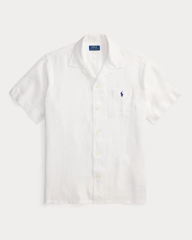 Ralph Lauren Classic-Fit Leinen-Kurzarmhemd White