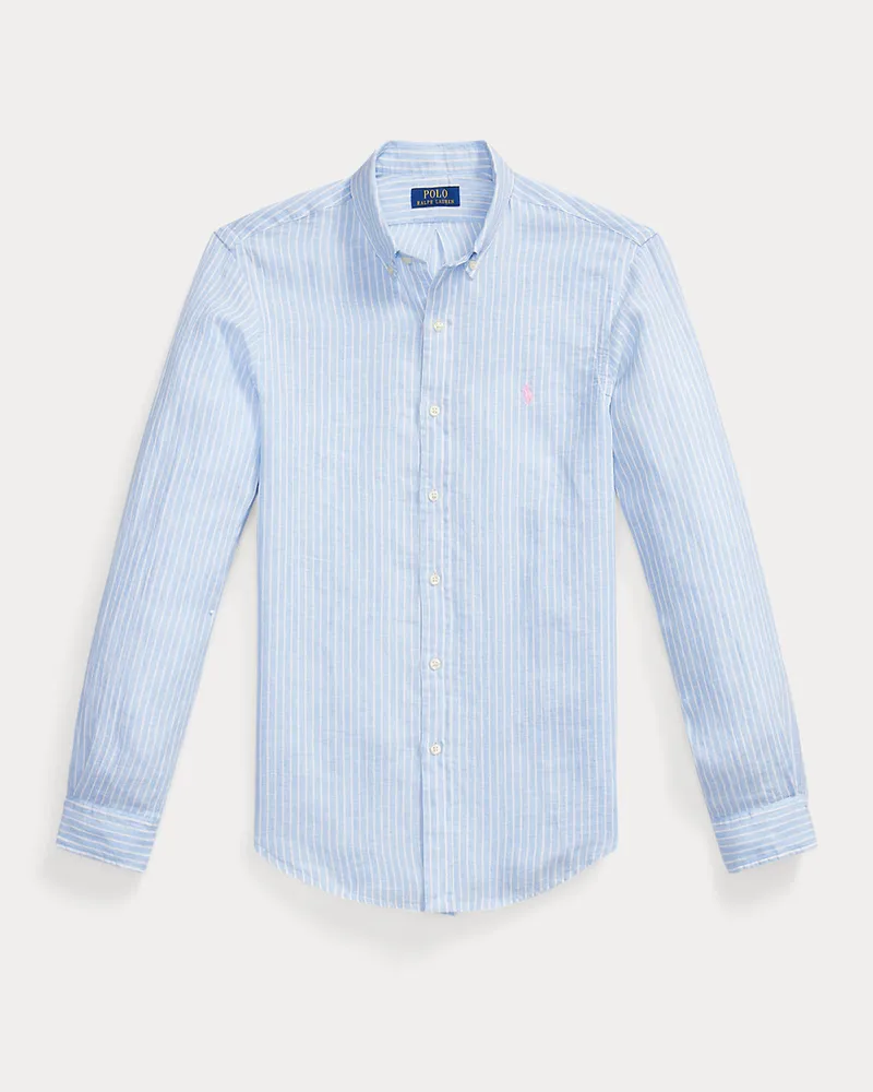 Ralph Lauren Gestreiftes Slim-Fit Leinenhemd Blue