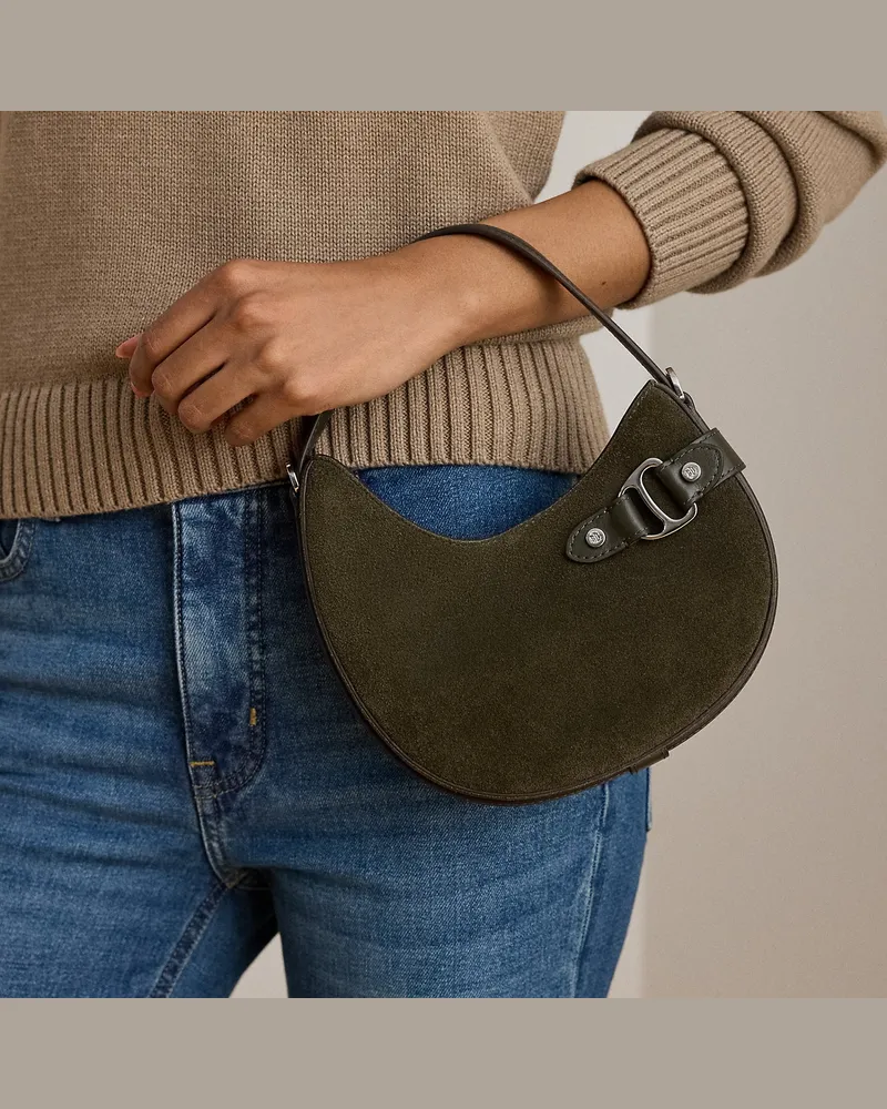 Ralph Lauren Kleine Umhängetasche Tasha aus Wildleder Green