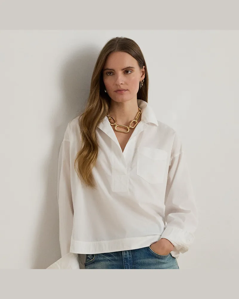 Ralph Lauren Verkürztes Hemd aus Baumwollstoff White
