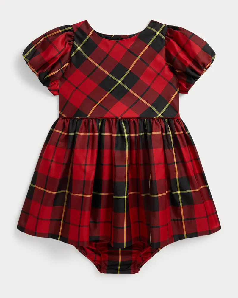 Ralph Lauren Taftkleid mit Ballonärmeln und Höschen Multi