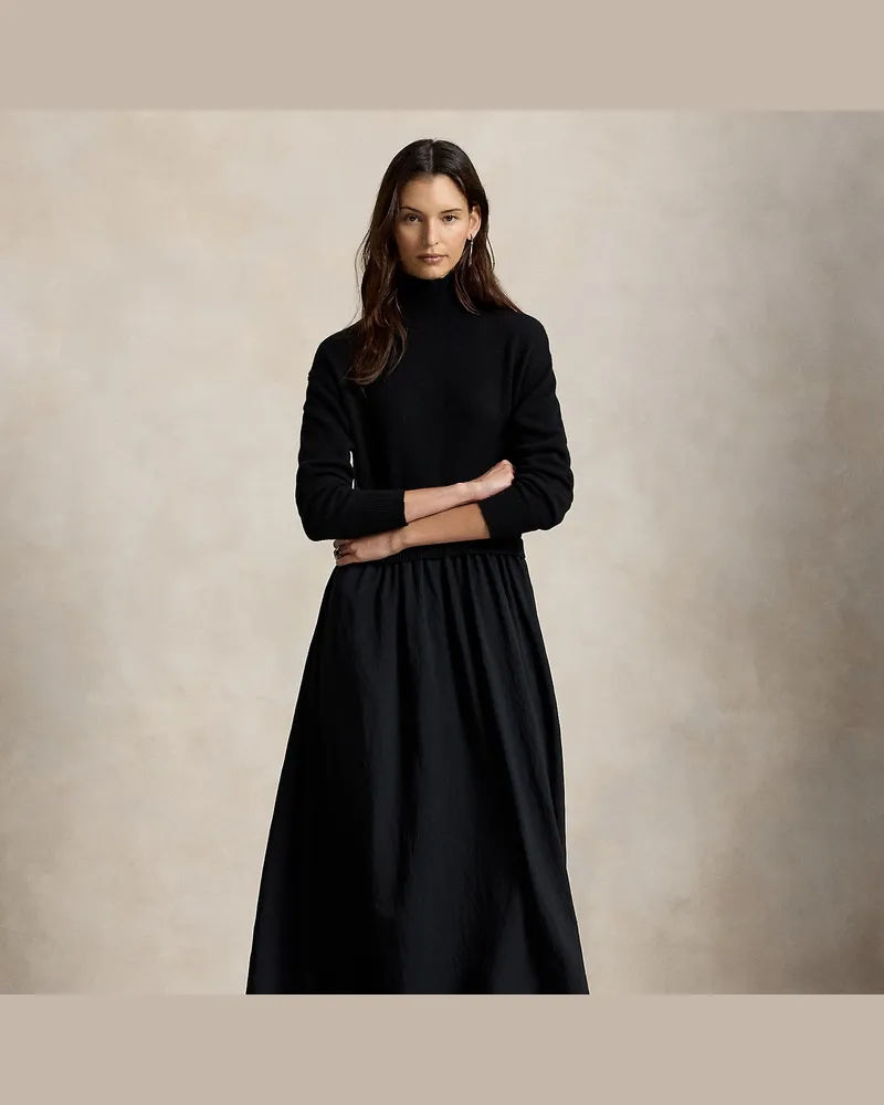 Ralph Lauren Kleid mit Wolloberteil und Crêpe-Rock Black