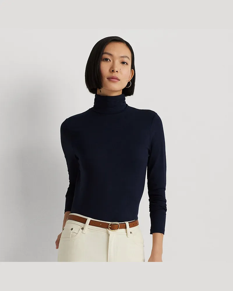 Ralph Lauren Rollkragenpullover aus Jersey Blue