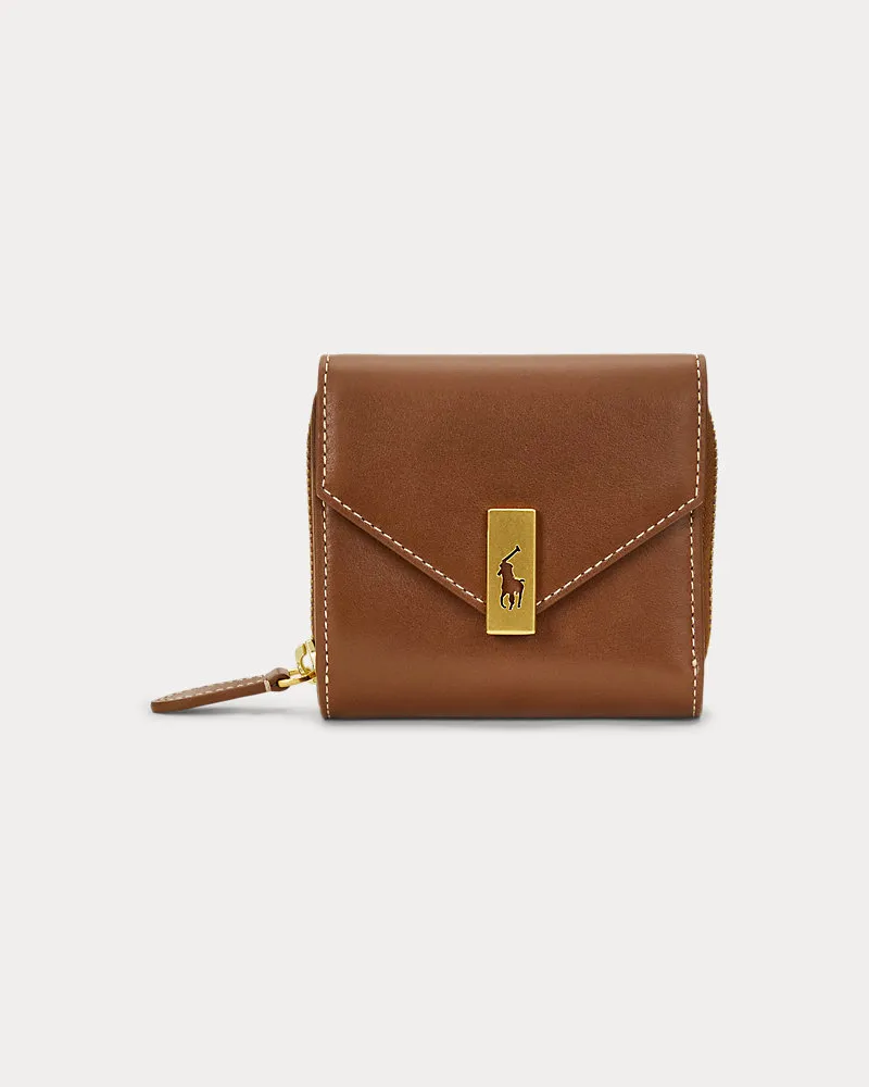 Ralph Lauren Kompakte Lederbrieftasche Polo ID Brown