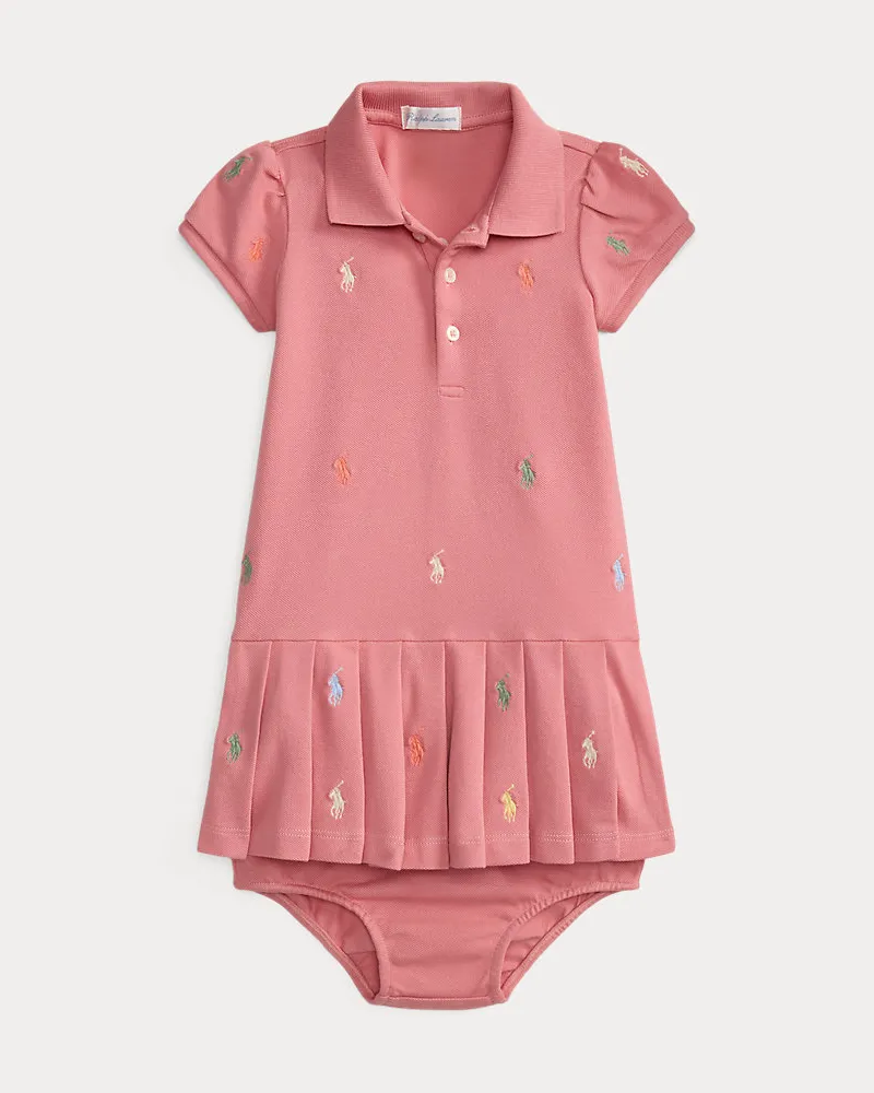 Ralph Lauren Stretchpiqué-Polokleid mit Polo Pony Pink