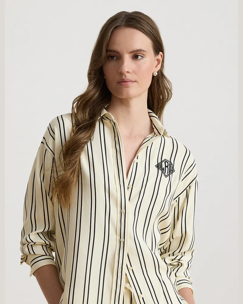 Ralph Lauren Relaxed-Fit Jacquardhemd mit Streifen Cream