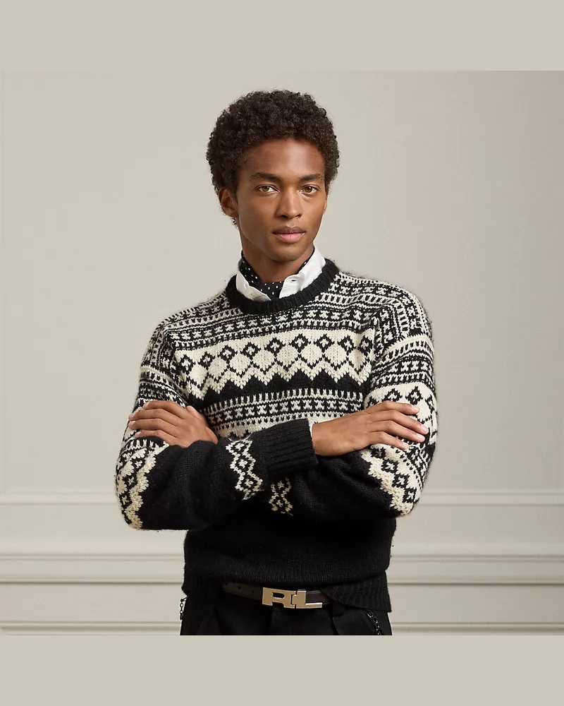 Ralph Lauren Fair-Isle-Rundhalspullover aus Kaschmir Black