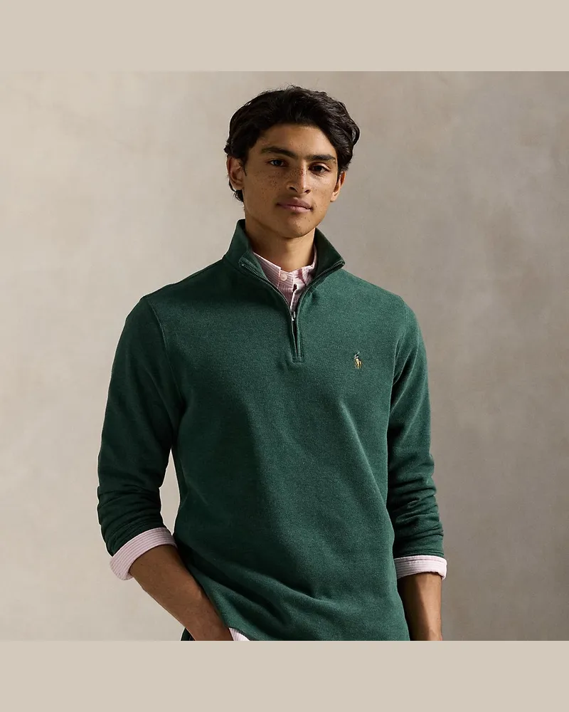 Ralph Lauren Rippenpullover mit Viertelreißverschluss Green