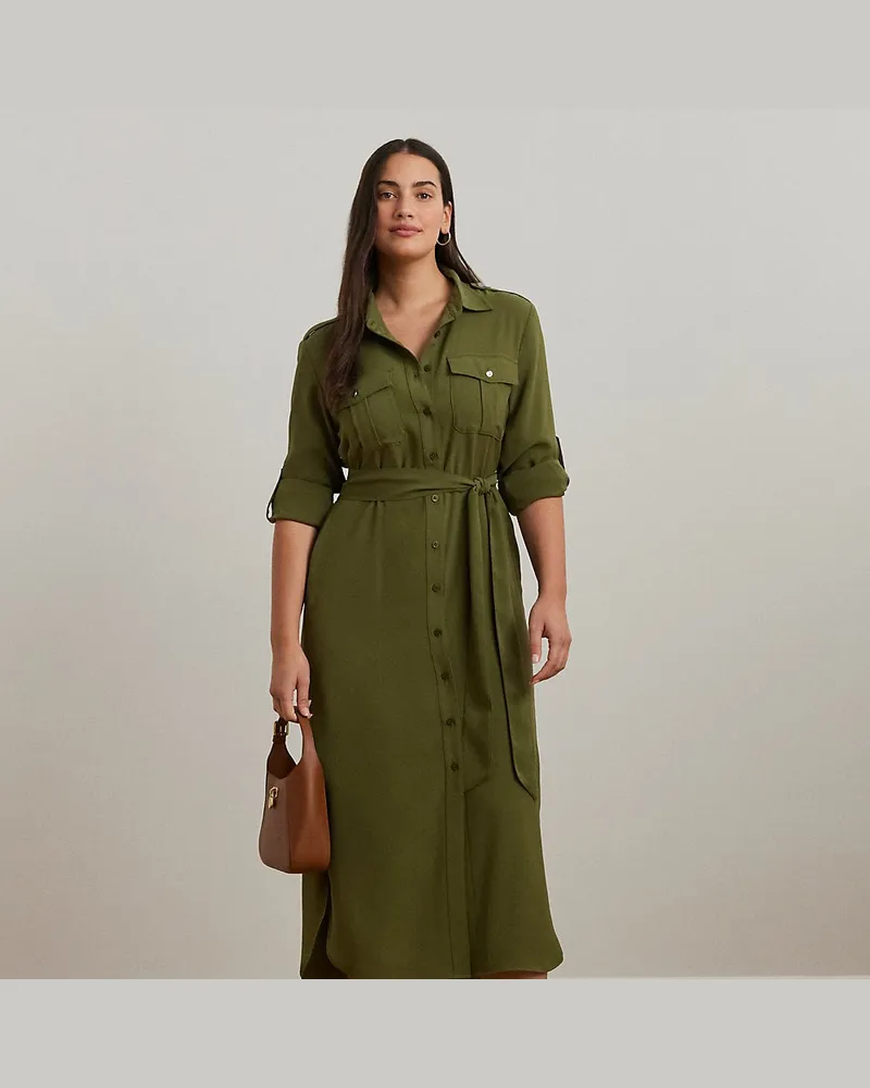 Ralph Lauren Plus Größen - Georgette-Hemdkleid mit Gürtel Green