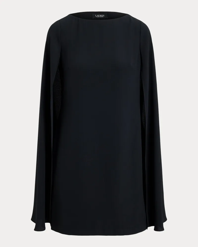 Ralph Lauren Cape-Cocktailkleid aus Georgette Black
