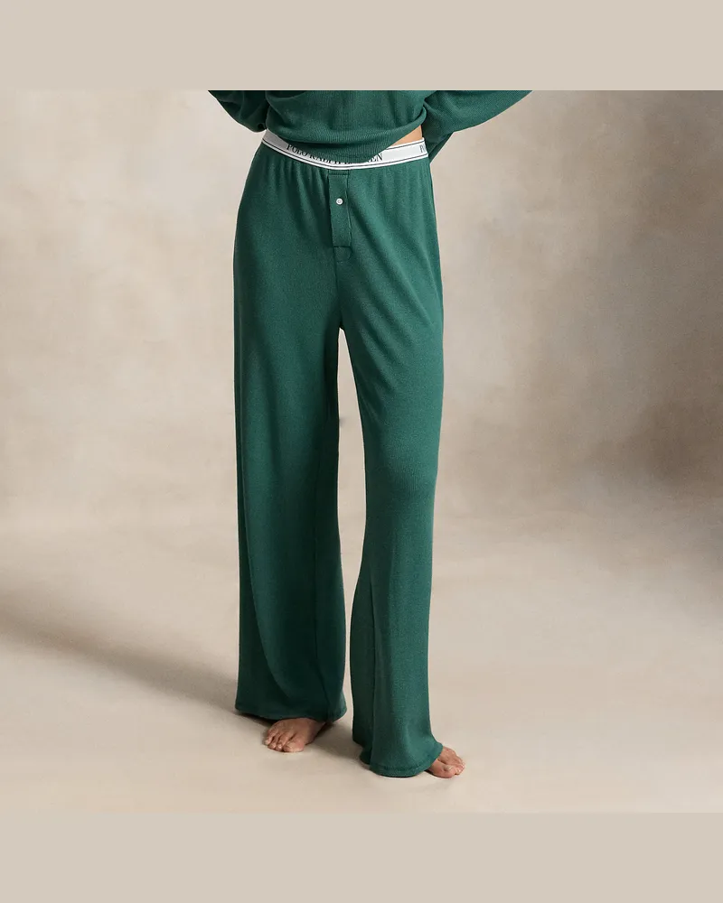 Ralph Lauren Langärmliger Pyjama aus Waffelpiqué Green