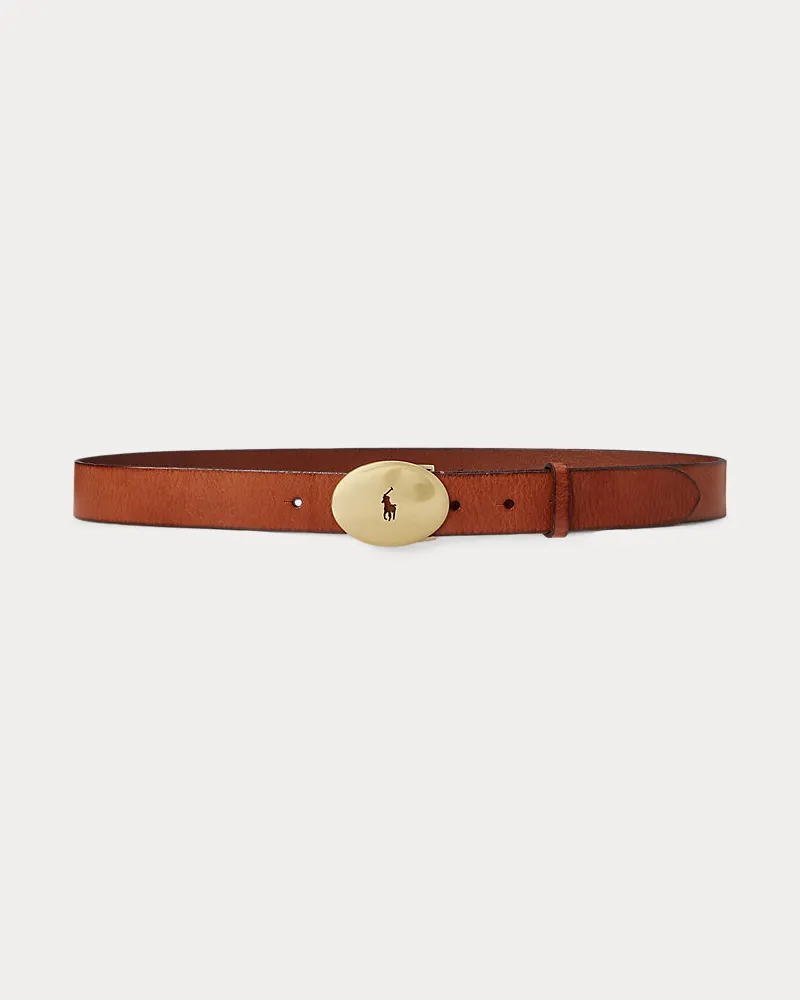 Ralph Lauren Vachetteledergürtel Polo ID mit Schnalle Tan