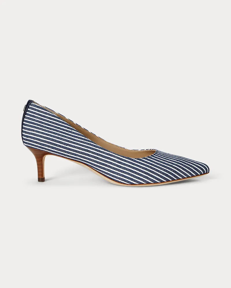 Ralph Lauren Gestreifter Pumps Adrienne aus Segeltuch Blue