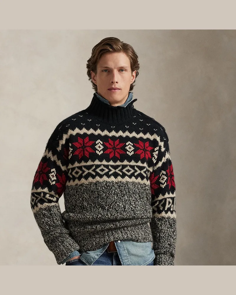 Ralph Lauren Zopfmusterpullover mit Schneeflocken Grey