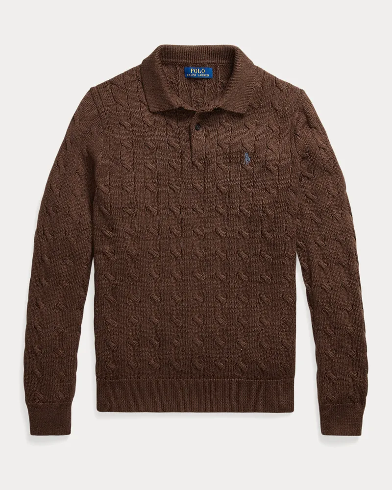 Ralph Lauren Pullover mit Polokragen und Zopfmuster Brown